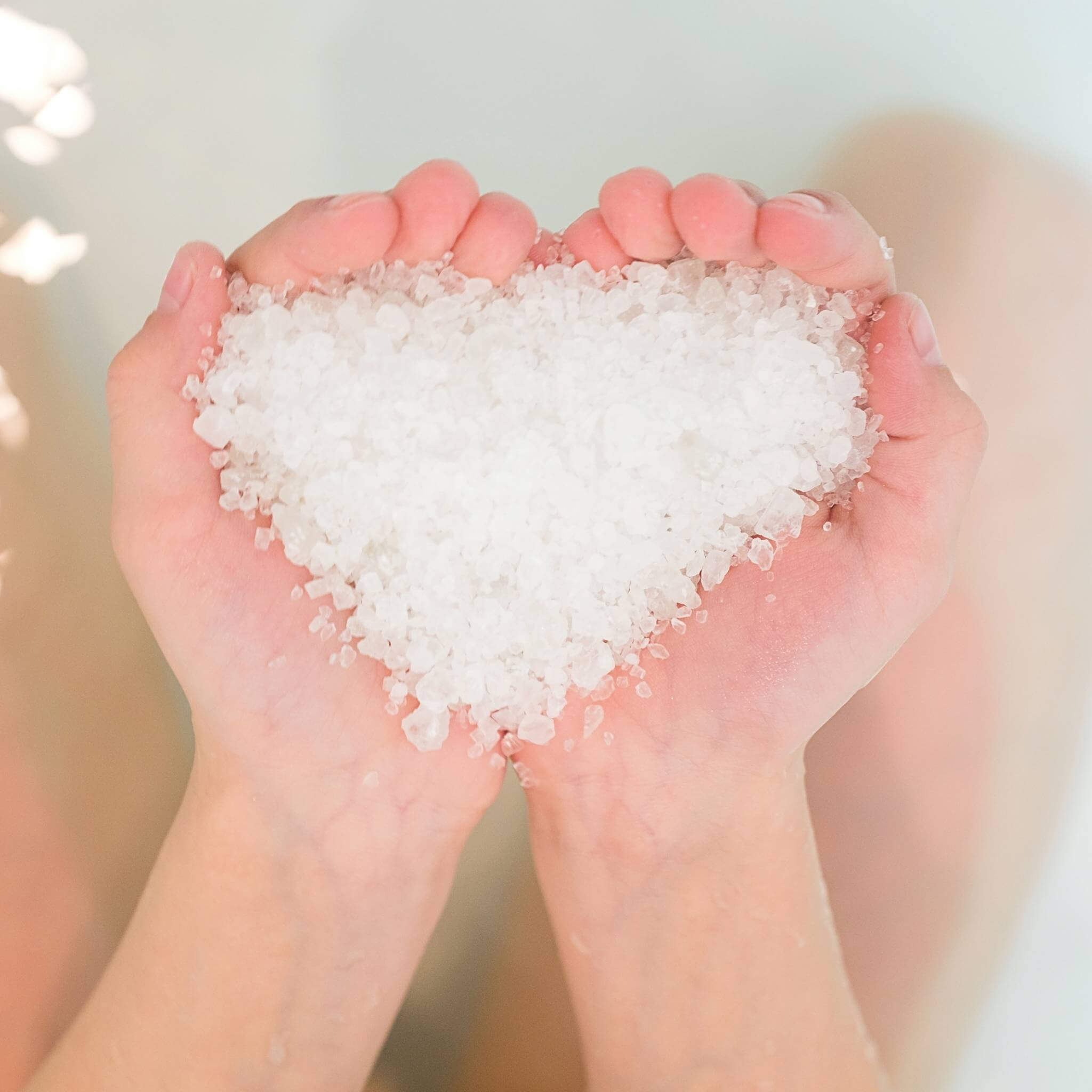 Dead Sea salt in the shape of a heart