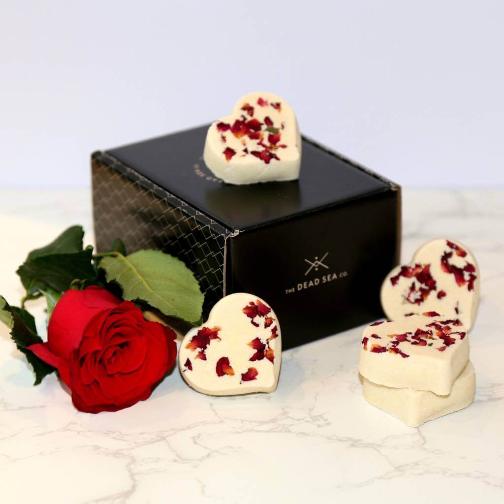 Rose heart-shaped Shower Steamers in luxurious packaging